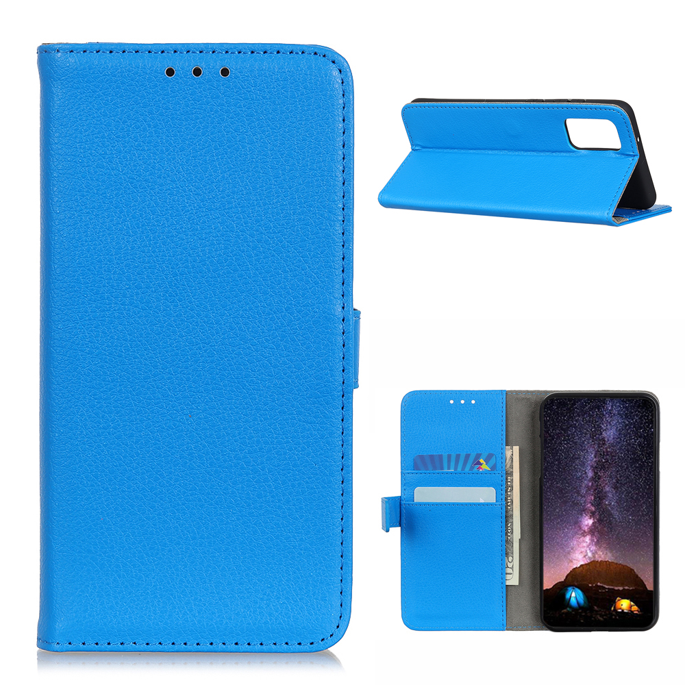

Litchi Skin PU Leather Drop Resistant Wallet Case Protector Protective Shell for Samsung Galaxy A02s (166.5x75.9x9.2mm) - Blue, Galaxy A02s (166.5x75.9x9.2mm)