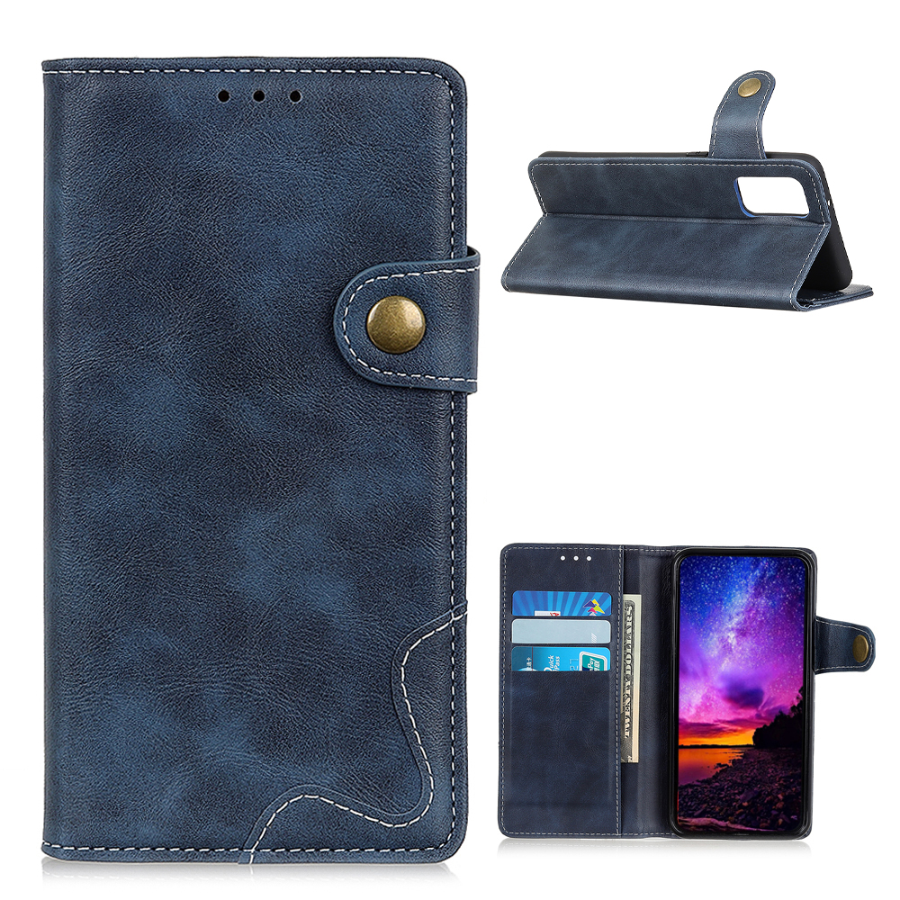 

S Shape Design Leather Wallet Protective Phone Stand Cover for Samsung Galaxy A02s (166.5x75.9x9.2mm) - Blue, Galaxy A02s (166.5x75.9x9.2mm)