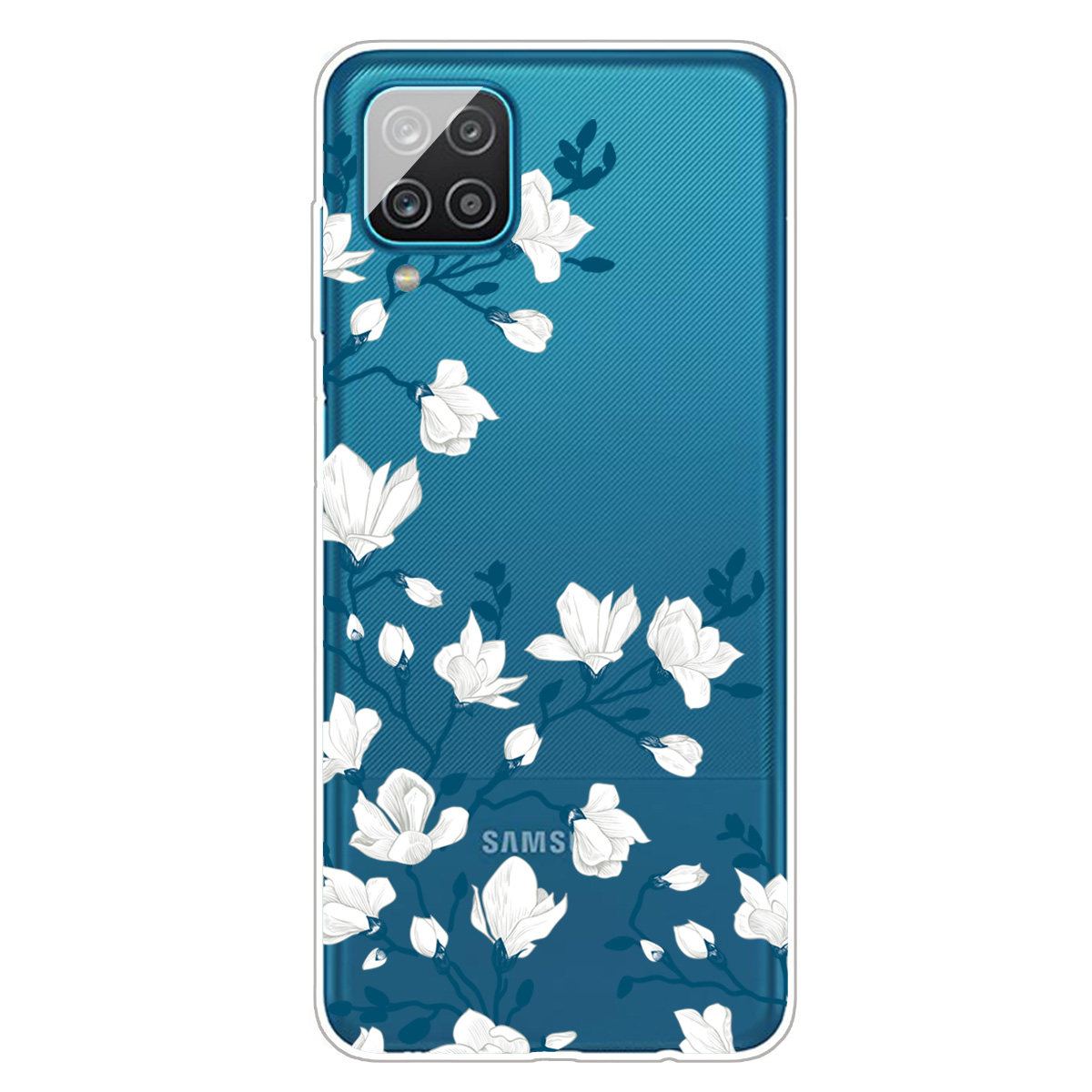 

For Samsung Galaxy A12 Pattern Printing TPU Phone Protective Cover - White Flower, Galaxy A12