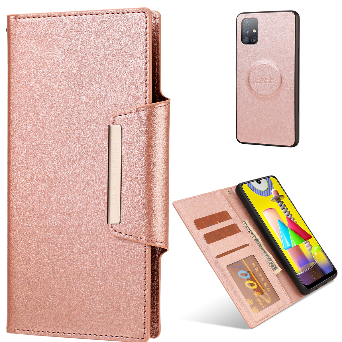 

Detachable Wallet Leather Shell Inner TPU Case for Samsung Galaxy M51 (Global Version) - Rose Gold, Galaxy M51