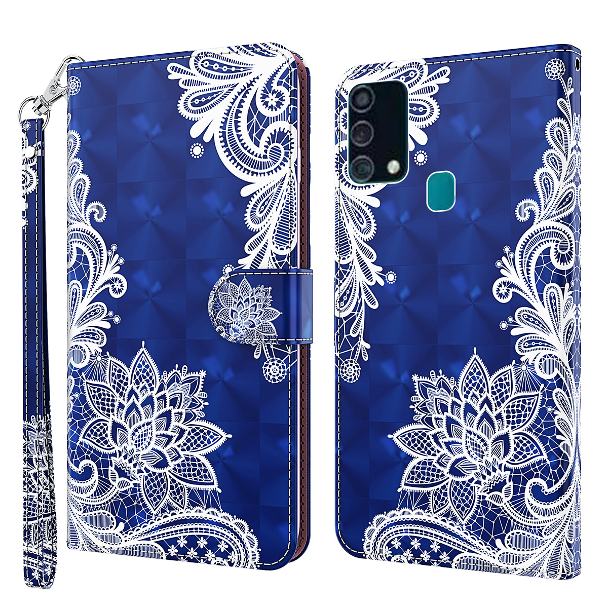 

Protective Phone Case for Samsung Galaxy A32 5G Pattern Printing Stand PU Leather Shell - Lace Flower, Galaxy A32 5G
