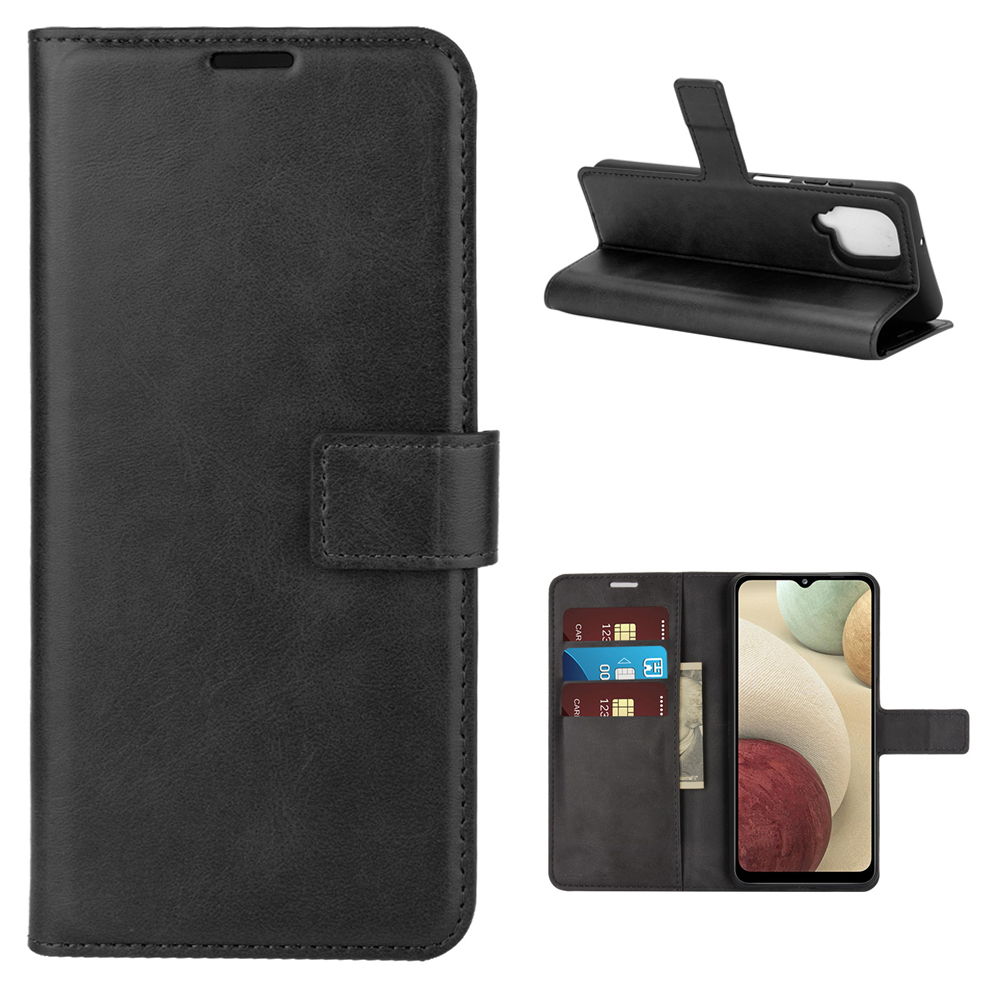 

TPU + PU Leather Phone Stand Cover for Samsung Galaxy A12 - Black, Galaxy A12