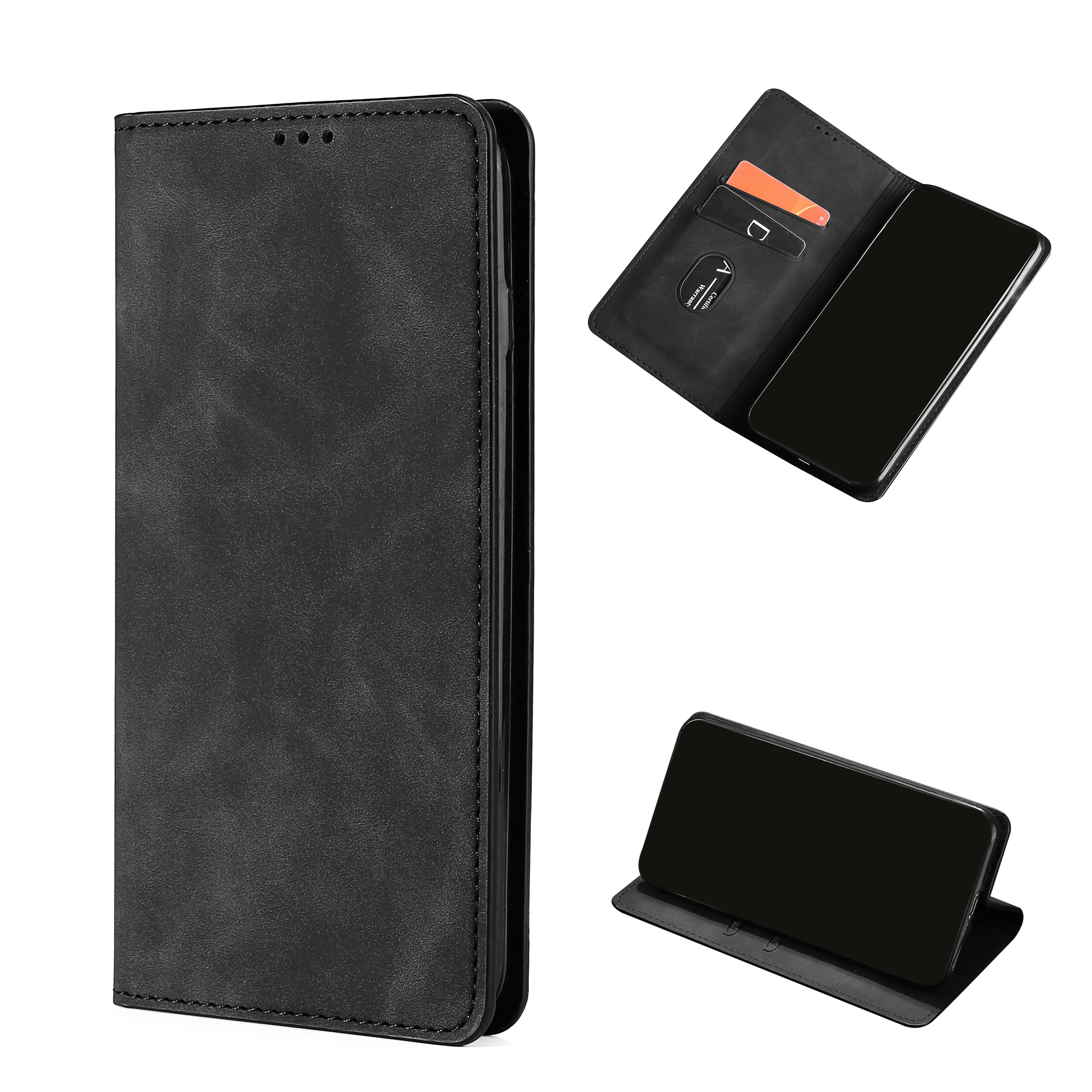 

Silky Touch Auto-absorbed Wallet Leather Stand Case for Samsung Galaxy S21 Ultra 5G - Black, Galaxy S21 Ultra 5G