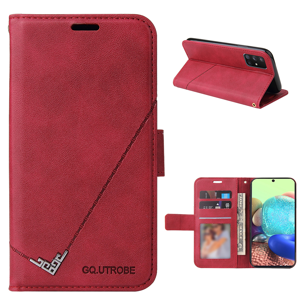 

GQ.UTROBE Rectangular Metal Decor Stand Leather Cover for Samsung Galaxy M51 - Red, Galaxy M51