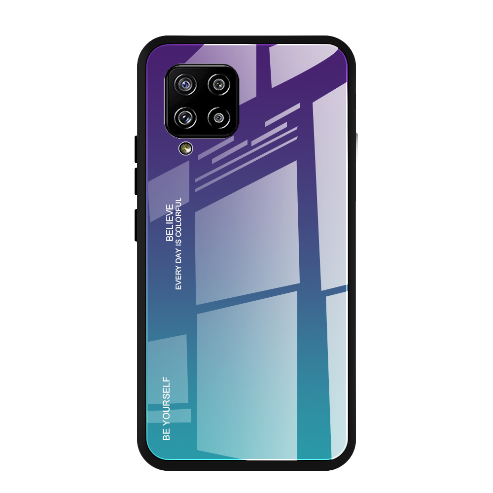 

Soft TPU Edge + Tempered Glass Gradient Case for Samsung Galaxy A42 5G Cell Phone Shell - Purple/Green, Galaxy A42 5G