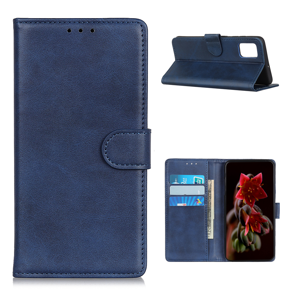 

For Samsung Galaxy A52 4G/5G / A52s 5G Phone Case Shockproof Flip Cover Bi-color Leather Phone Protector with Stand Wallet - Blue, Galaxy A52 5G