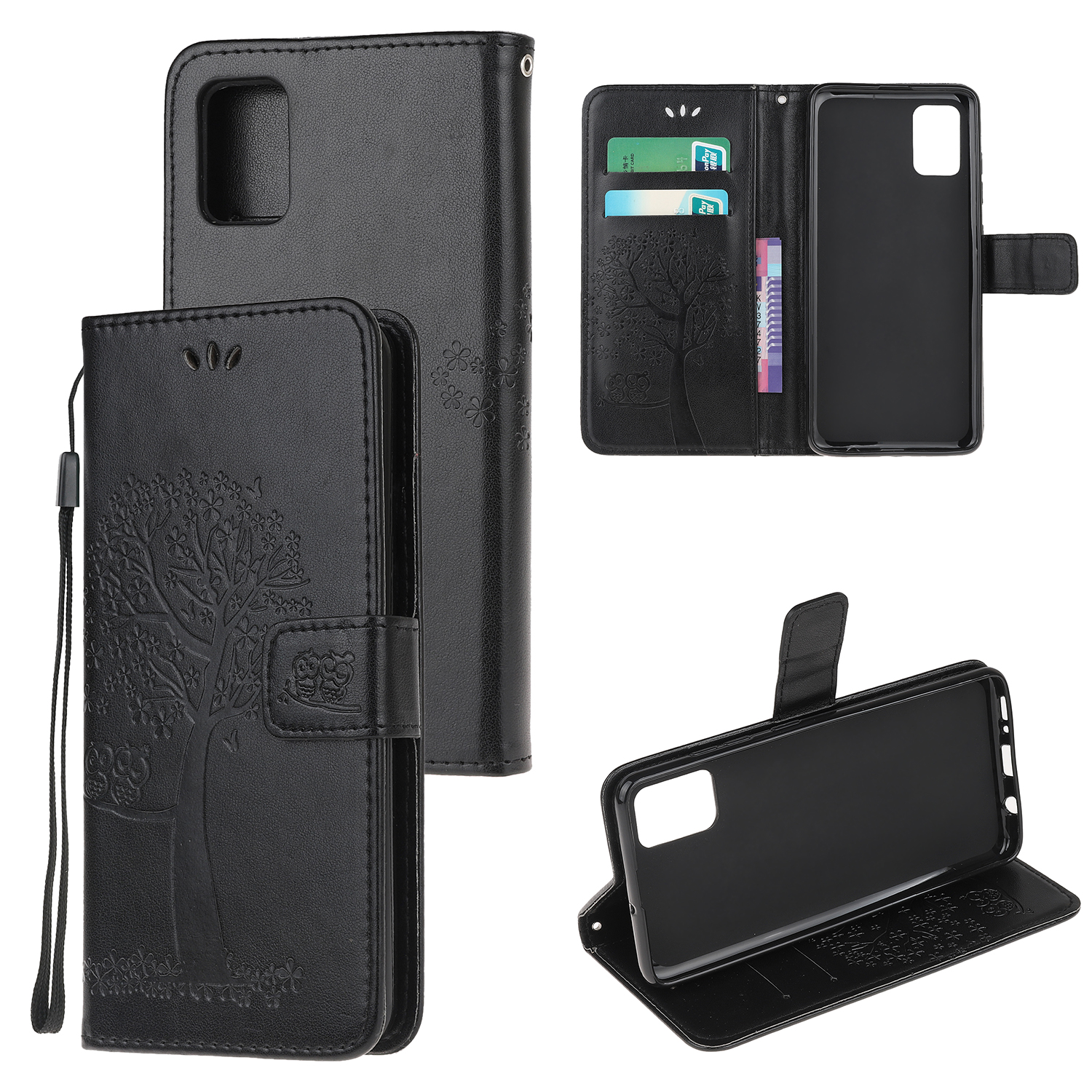 

Inside and Outside Imprint Tree Owl Pattern Leather Stylish Wallet Case for Samsung Galaxy A72 5G - Black, Other Samsung Models