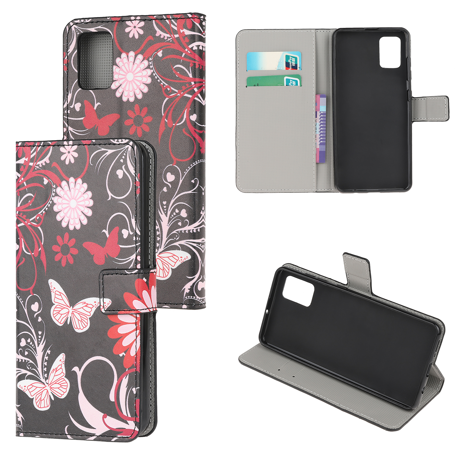 

Pattern Printing Protective Cover Wallet Leather Phone Shell for Samsung Galaxy A72 - Butterfly and Flower, Other Samsung Models