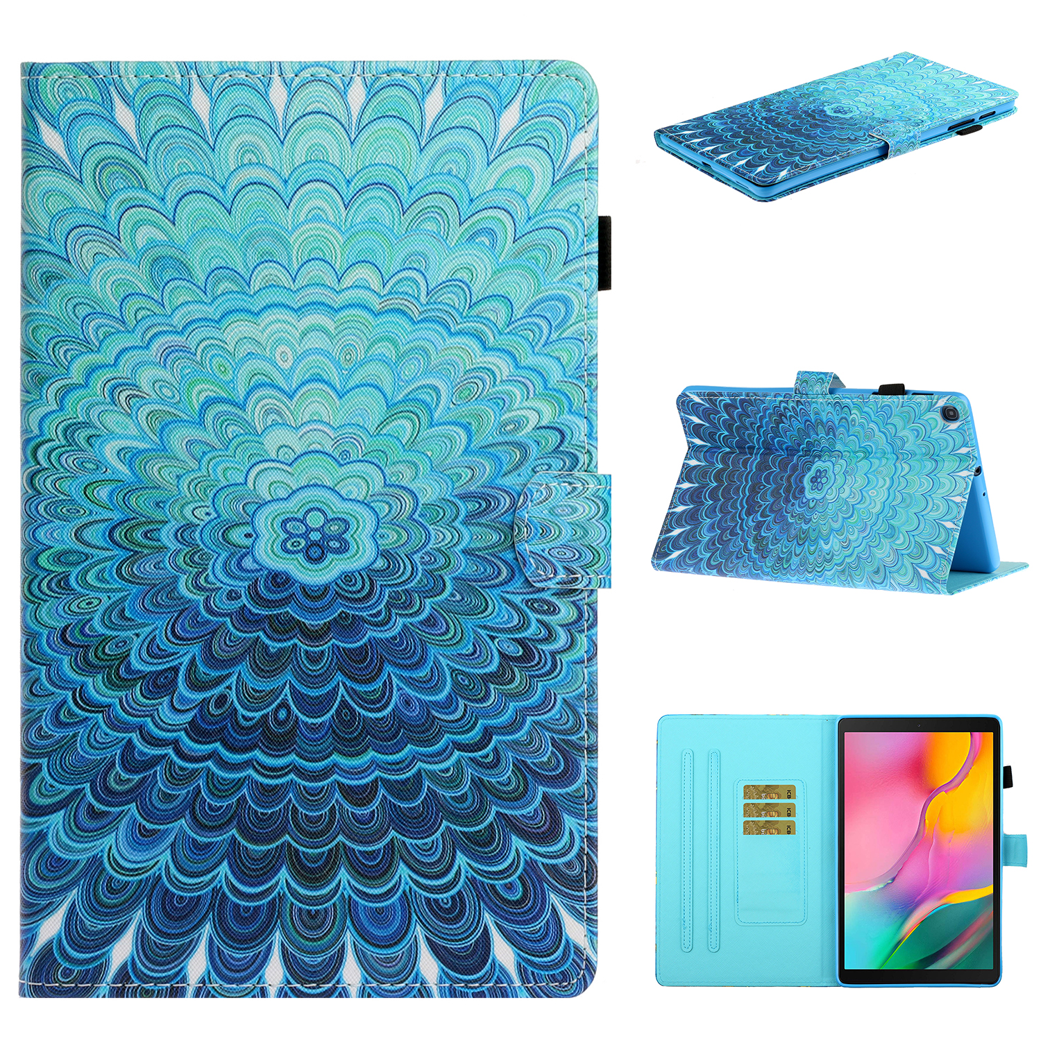 

Узор Phart Printing Strest Auto Wake And Wake Holder Card Table Chable Для Samsung Galaxy Tab A 10.1 (2019) - Круг Цветок, Galaxy Tab A 10.1 (2019)