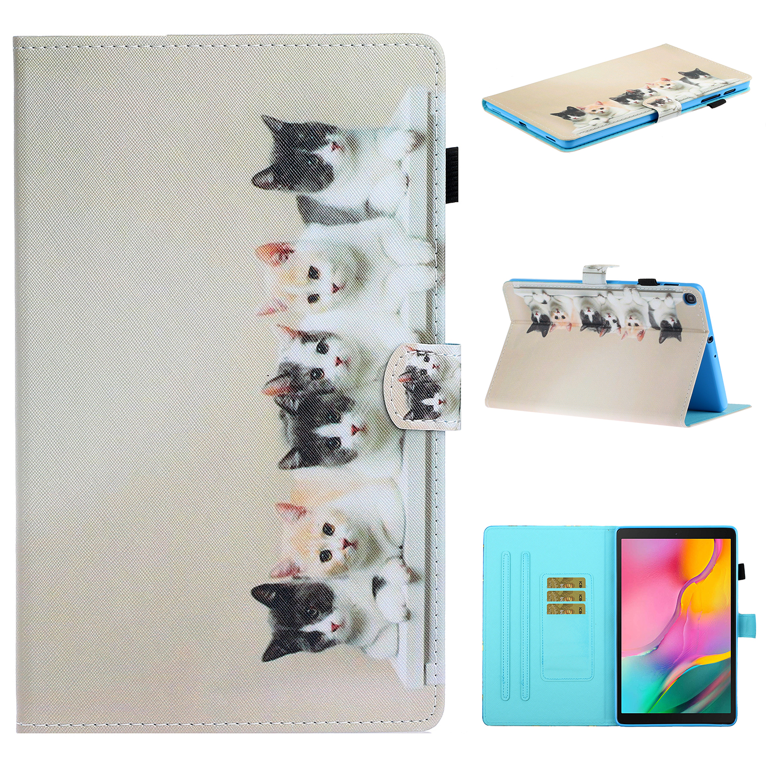 

Pattern Printing Stand Auto Wake and Sleep Card Holder Leather Tablet Case for Samsung Galaxy Tab A 10.1 (2019) - Kitties, Galaxy Tab A 10.1 (2019)