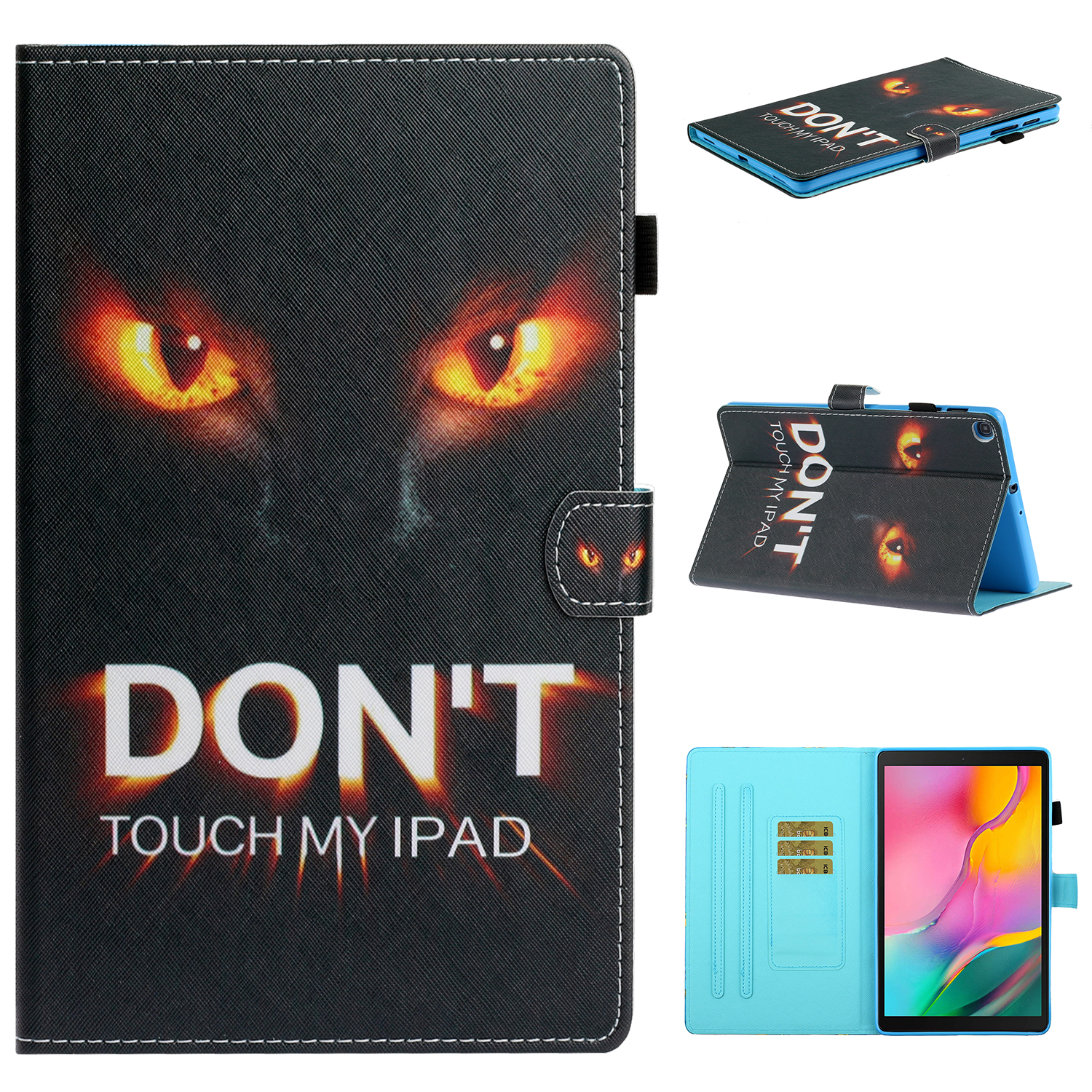 

Узор Phart Printing Strest Auto Wake And Wake Holder Card Table Chable Для Samsung Galaxy Tab A 10.1 (2019) - Кошачьи Глаза, Galaxy Tab A 10.1 (2019)