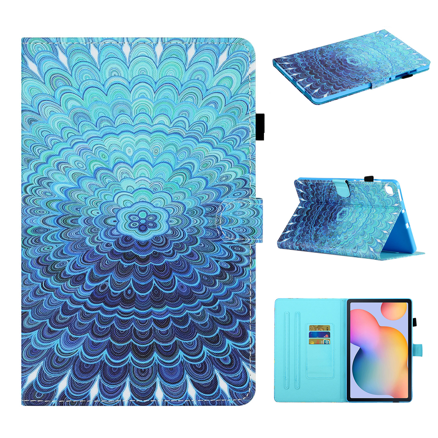 

Pattern Printing Leather Auto Wake and Sleep Tablet Case with Card Holder for Samsung Galaxy Tab S6 Lite - Circle Flower, Galaxy Tab S6 Lite
