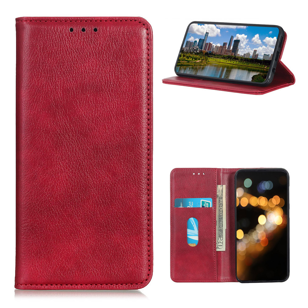 

Auto-absorbed Wallet Case for Samsung Galaxy A52 4G/5G / A52s 5G Litchi Texture Split Leather Mobile Phone Case - Red, Galaxy A52 5G