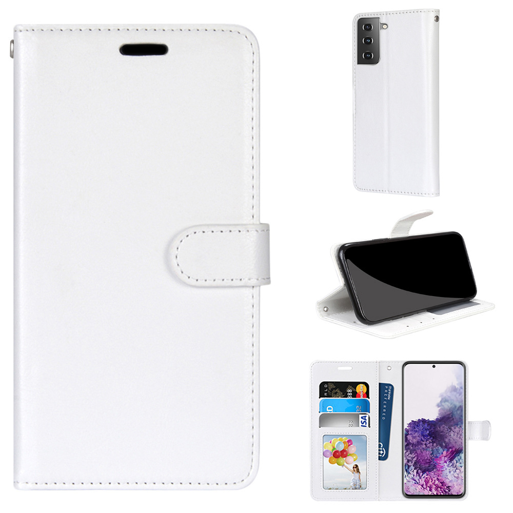 

Wallet Stand Magnetic Clasp Leather Shell Protective Cover for Samsung Galaxy S21 Plus 5G - White, Samsung Galaxy S21+