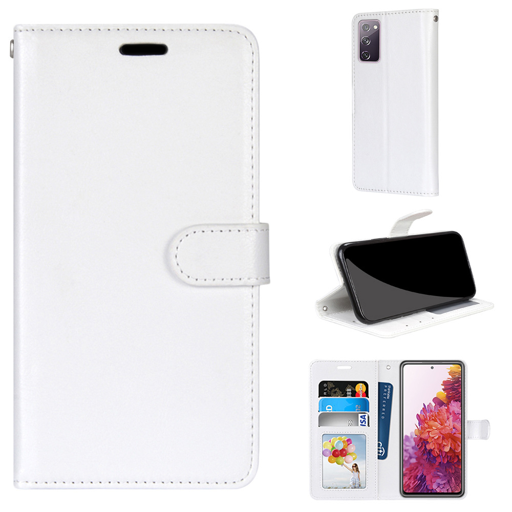 

Wallet Stand Leather Shell Magnetic Clasp Protective Cover for Samsung Galaxy S20 FE/S20 Fan Edition/S20 FE 5G/S20 Fan Edition 5G/S20 Lite - White, Galaxy S20 Lite