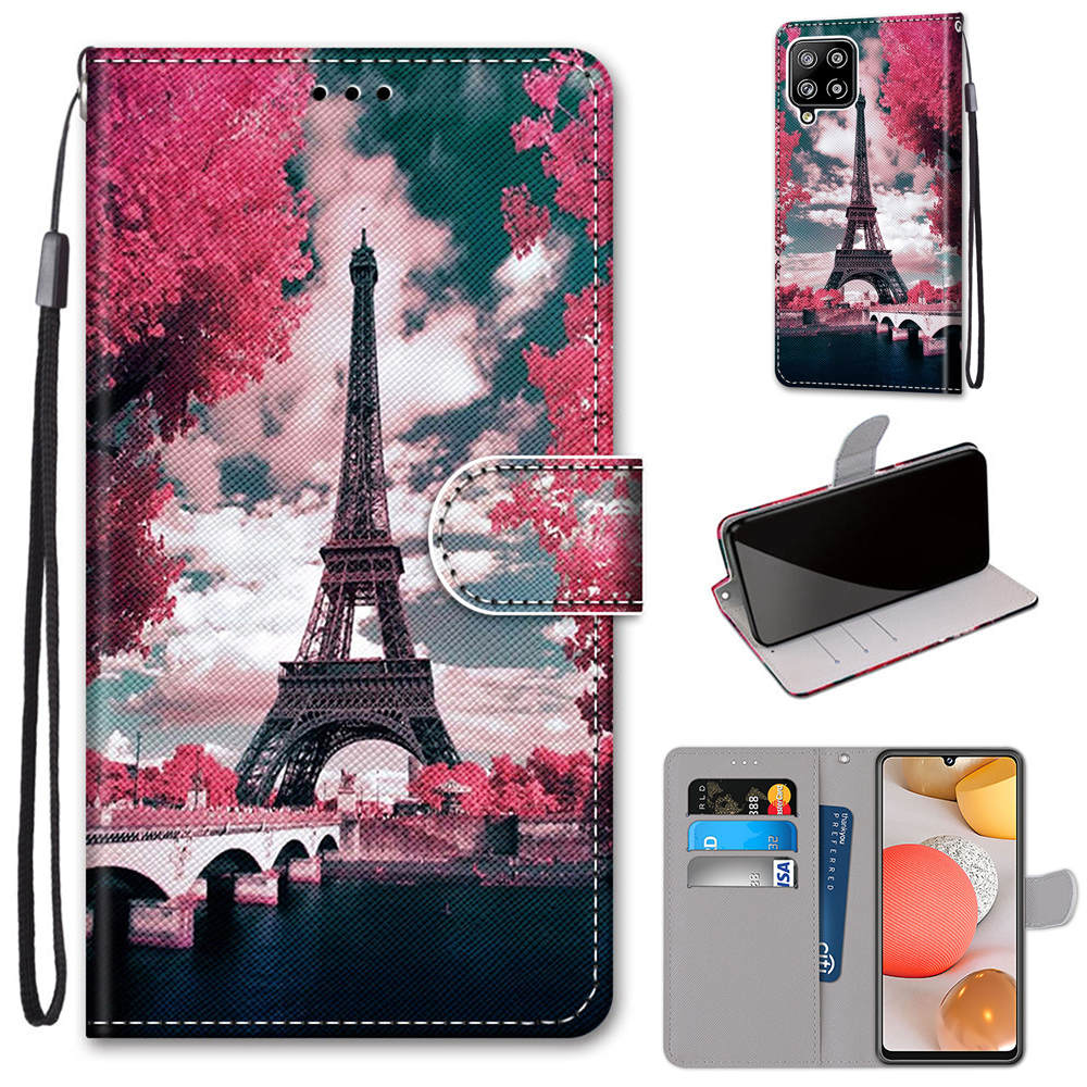 

Pattern Printing Wallet Stand Leather Phone Cover for Samsung Galaxy A42 5G - Iron Tower, Galaxy A42 5G