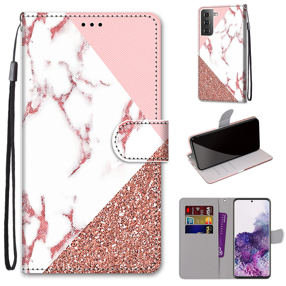 

For Samsung Galaxy S21+ 5G Phone Case Stand Leather New Patterned Cover - Marble Pattern, Samsung Galaxy S21+