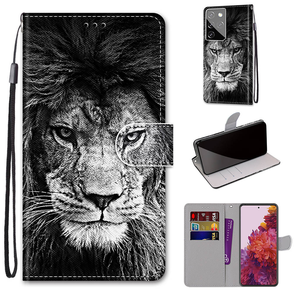

Phone Shell for Samsung Galaxy S21 Ultra 5G Stand Leather New Patterned Cover - Lion, Galaxy S21 Ultra 5G