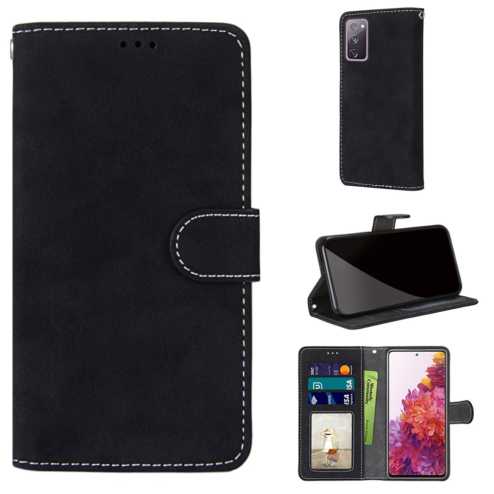 

Retro Frosted Surface Wallet Leather Stand Phone Case for Samsung Galaxy S20 FE/S20 Fan Edition/S20 FE 5G/S20 Fan Edition 5G/S20 Lite - Black, Galaxy S20 FE