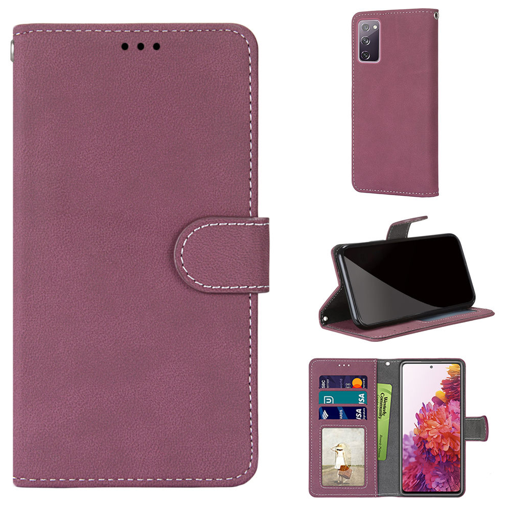 

Retro Frosted Surface Wallet Leather Stand Phone Case for Samsung Galaxy S20 FE/S20 Fan Edition/S20 FE 5G/S20 Fan Edition 5G/S20 Lite - Wine Red, Galaxy S20 FE