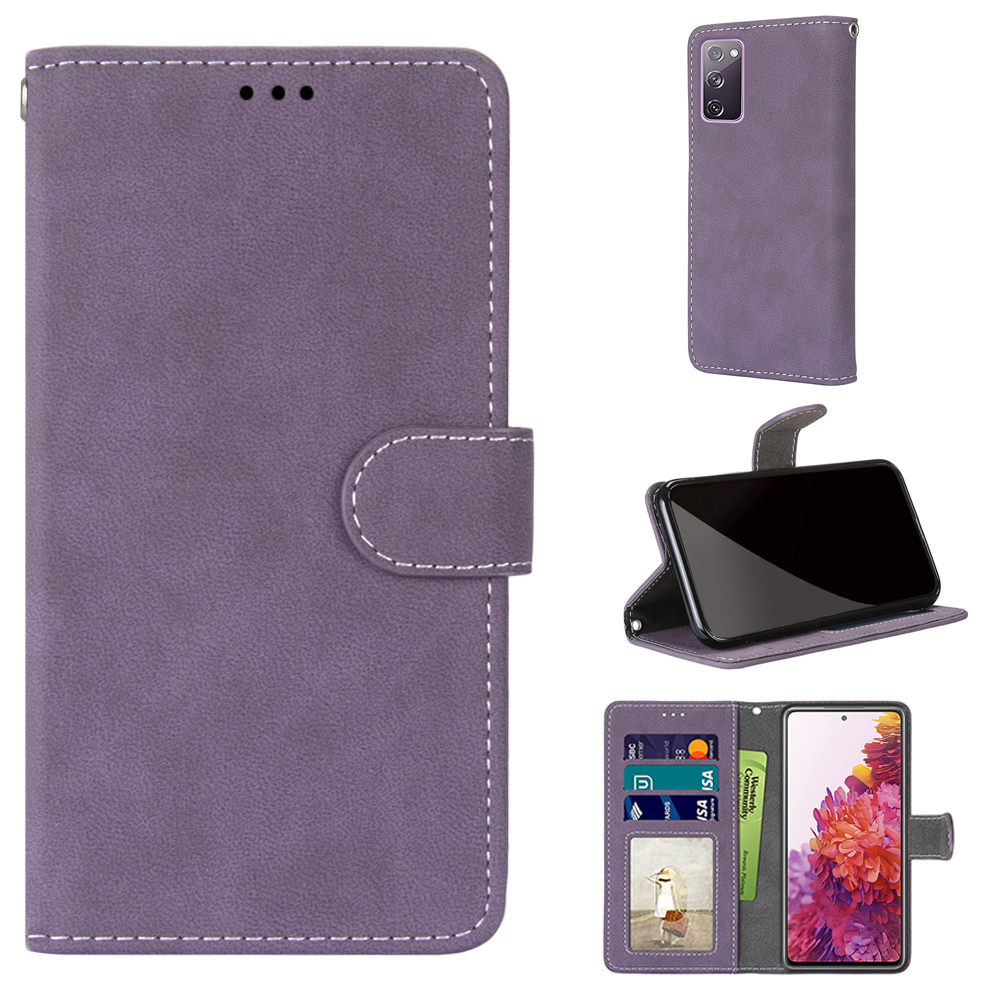 

Retro Frosted Surface Wallet Leather Stand Phone Case for Samsung Galaxy S20 FE/S20 Fan Edition/S20 FE 5G/S20 Fan Edition 5G/S20 Lite - Purple, Galaxy S20 FE