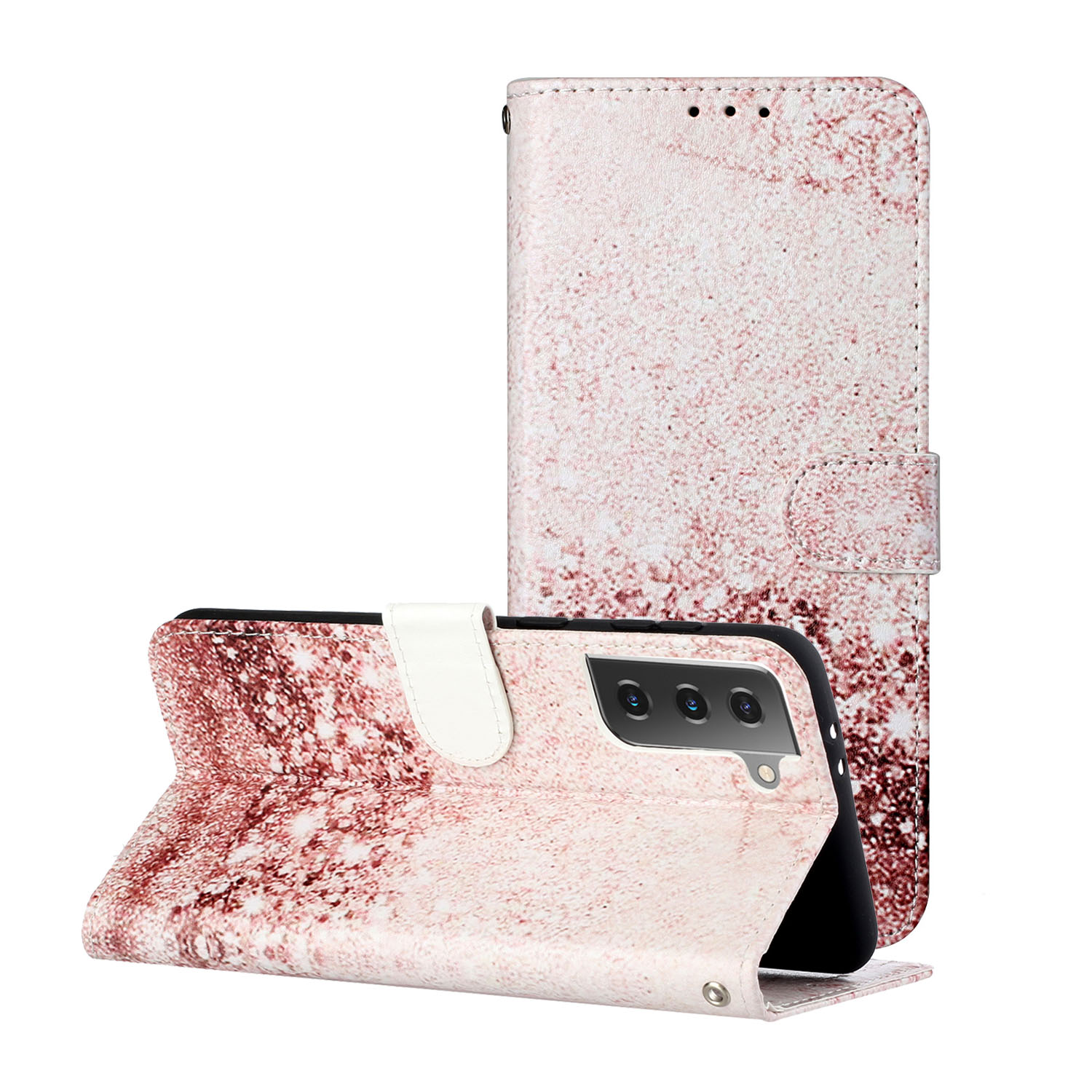 

Pattern Printing Glossy Stand Wallet Leather Protection Phone Cover for Samsung Galaxy S21+ 5G - Glittery Elements, Galaxy S21 5G