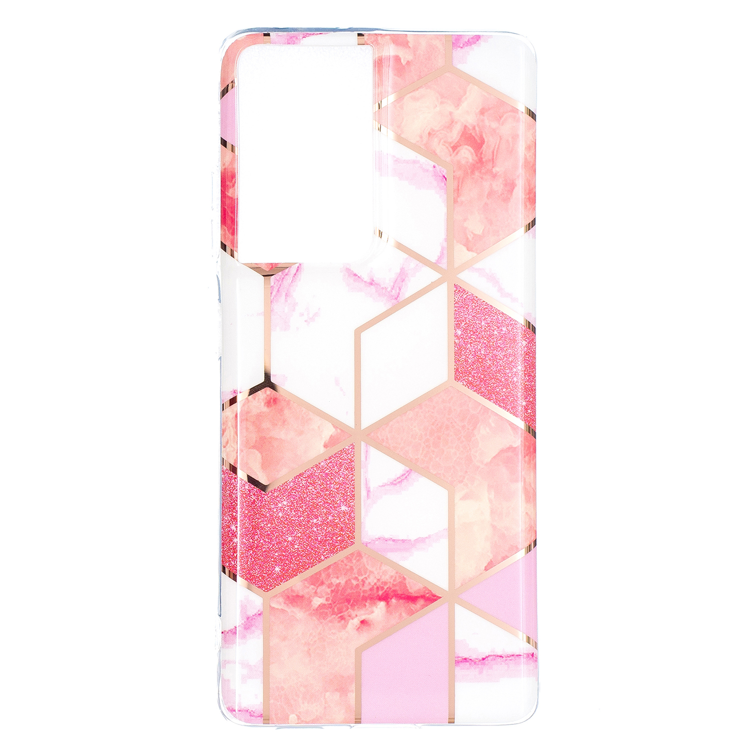 

Мраморная Кожная Гальваниция IMD TPU Cover Cover Для Samsung Galaxy S21 Ultra 5G - Розовый Блеск Порошок, Galaxy S21 Ultra 5G