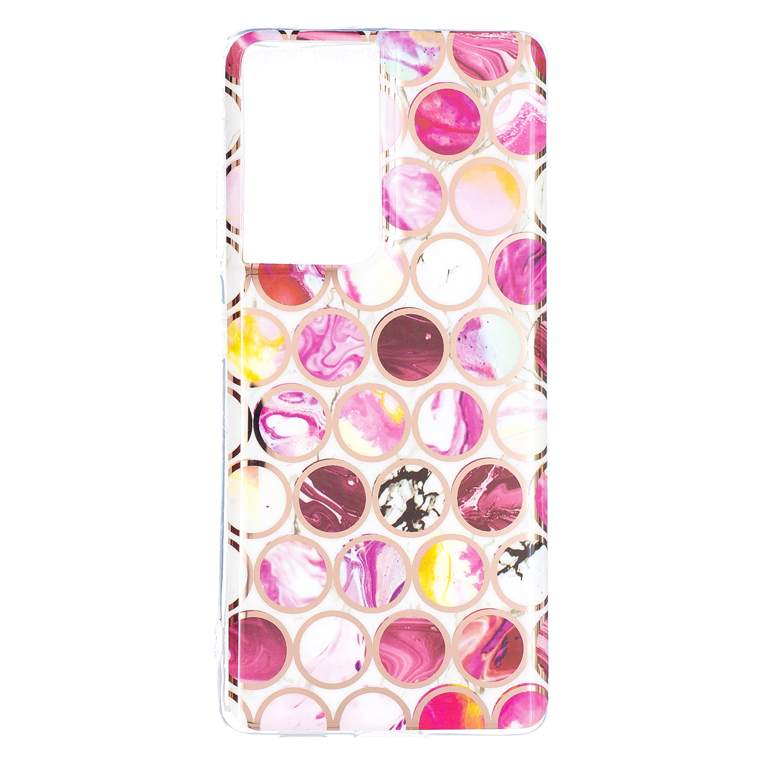 

Мраморная Кожная Гальваниция IMD TPU Cover Cover Для Samsung Galaxy S21 Ultra 5G - Круги, Galaxy S21 Ultra 5G