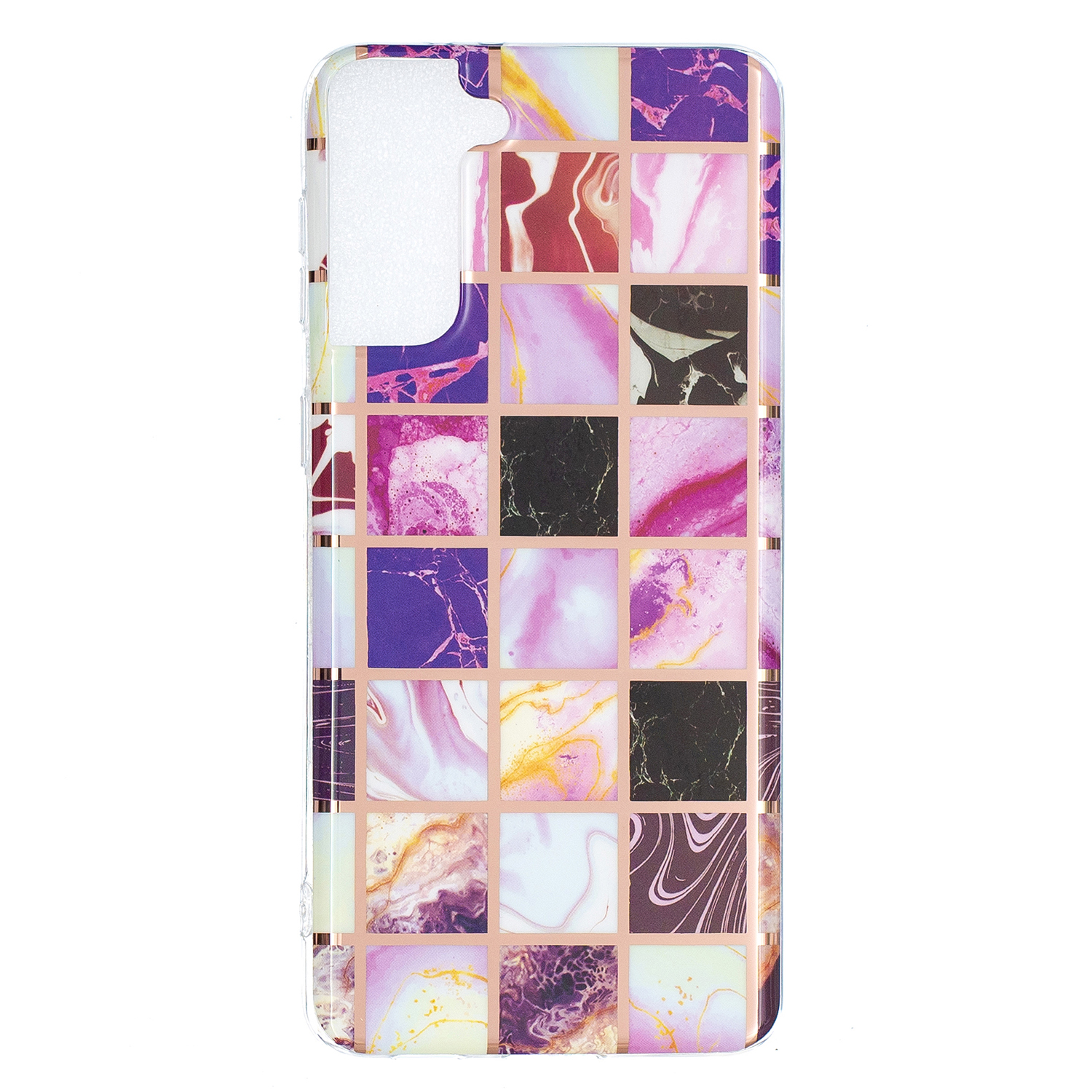 

Marble Skin Electroplating Skin IMD TPU Phone Shell for Samsung Galaxy S21+ 5G - Squares, Samsung Galaxy S21+