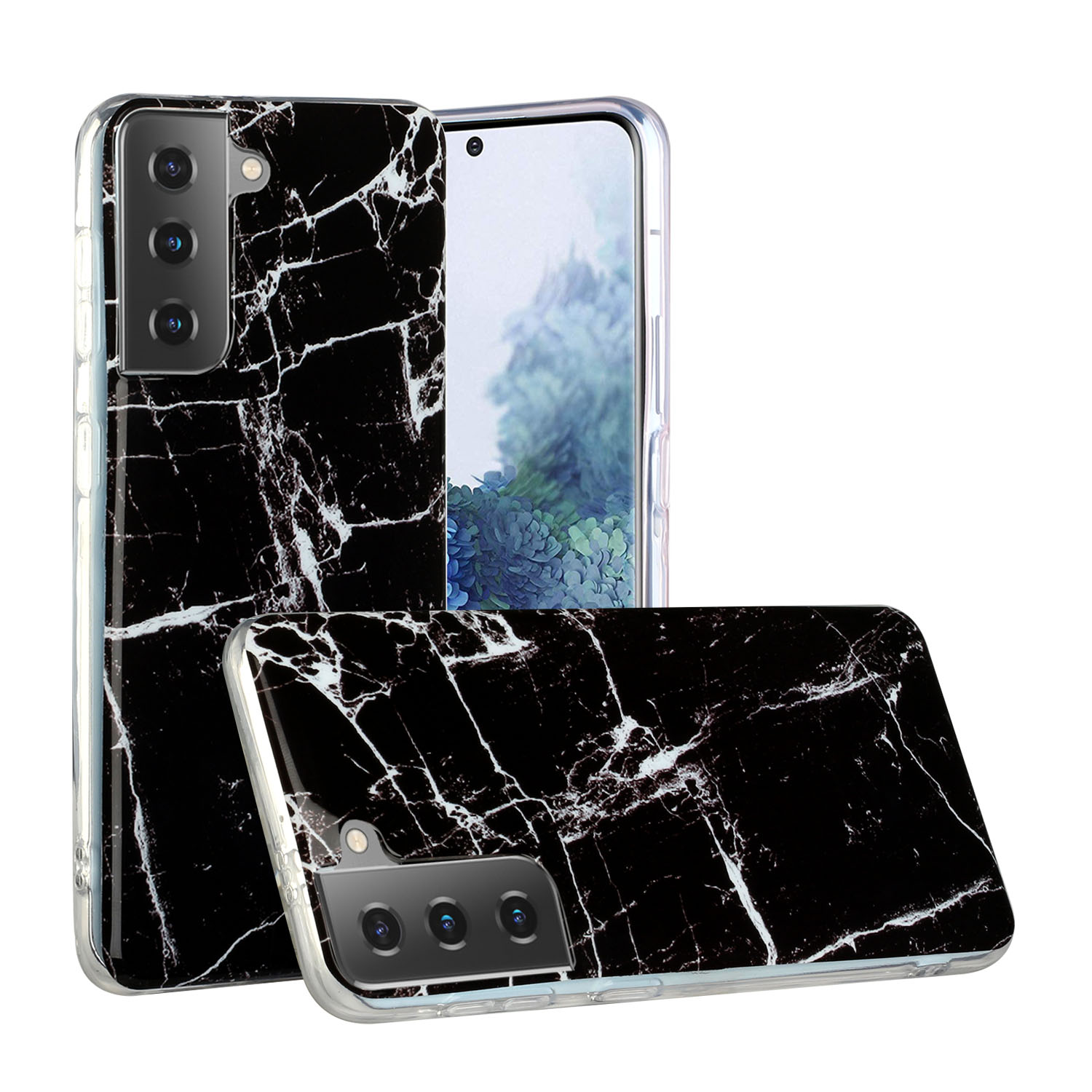 

Мраморный Узор TPU IMD Задняя Крышка Для Samsung Galaxy S21 + 5G - Черно-белый, Samsung Galaxy S21+