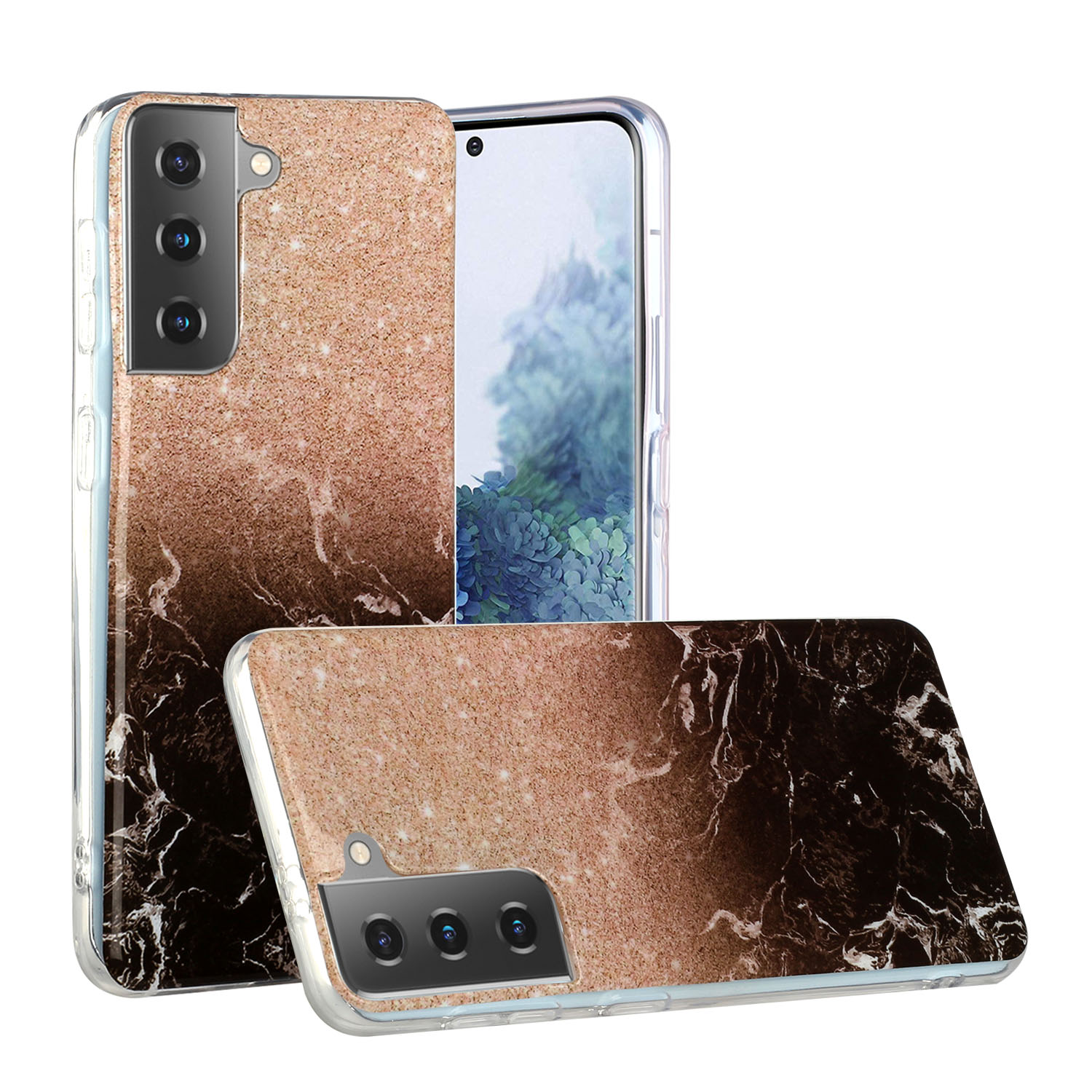

Marble Pattern Printing TPU IMD Mobile Phone Protective Case for Samsung Galaxy S21+ 5G - Champagne Gold/Black, Samsung Galaxy S21+