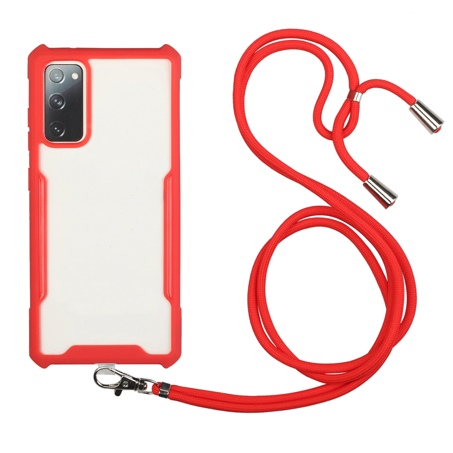 

Acrylic + TPU Абонепробиваемый Чехол Для Телефона С Ремешком Для Samsung Galaxy S20 FE / S20 Fan Edition / S20 FE 5G / S20 Fan Edition 5G / Galaxy S20 Lite - Красный, Galaxy S20 FE 5G