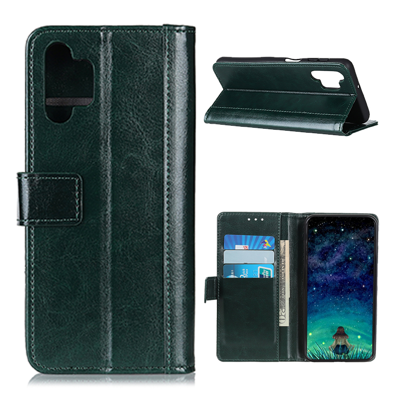

Rivet Decor Crazy Horse Texture Leather Wallet Phone Case for Samsung Galaxy A32 5G - Green, Galaxy A32 5G