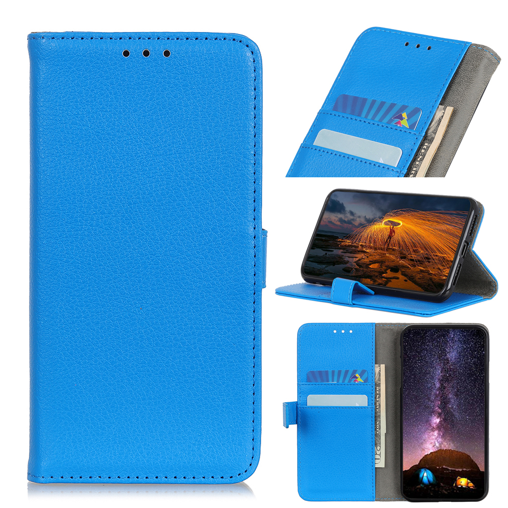 

Litchi Skin PU Leather Drop Resistant Wallet Case Cover for Samsung Galaxy A72 5G / A72 4G - Blue, Galaxy A72 5G