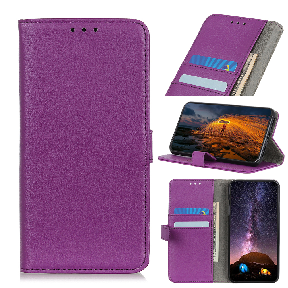 

Litchi Skin PU Leather Drop Resistant Wallet Case Cover for Samsung Galaxy A72 5G / A72 4G - Purple, Galaxy A72 5G