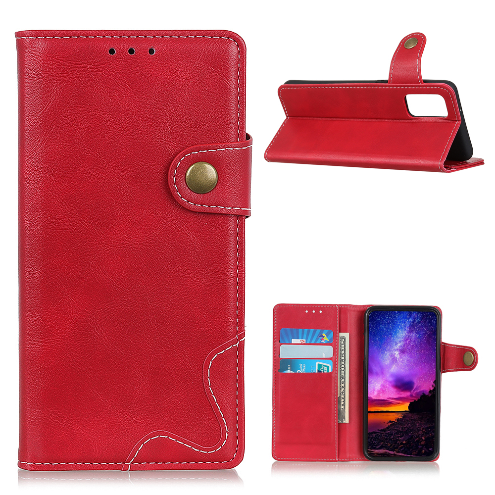 

S Shape Textured Leather Protector Wallet Phone Cover for Samsung Galaxy A52 5G - Red, Galaxy A52 5G