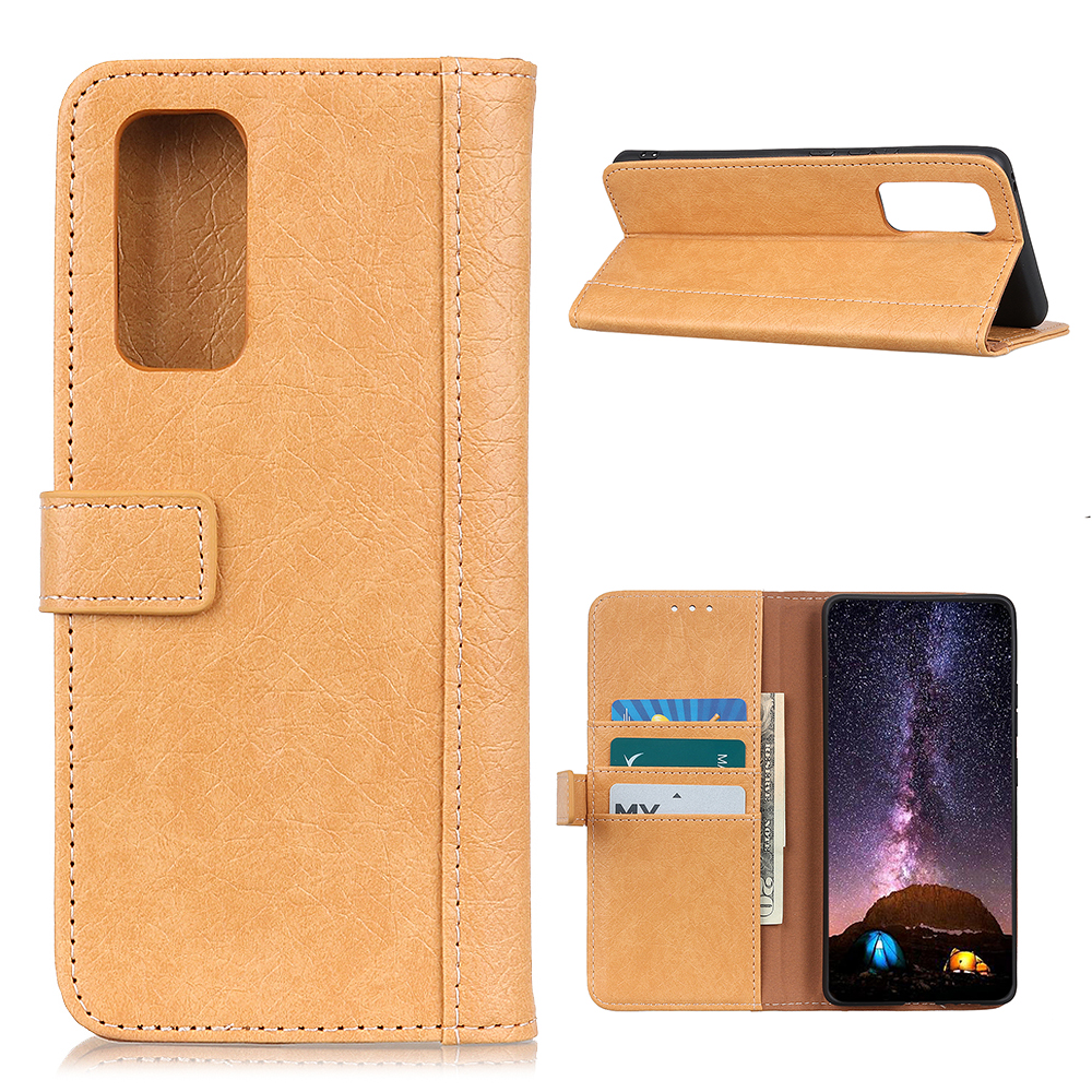 

Rhino Grain Leather + TPU Wallet Phone Casing for Samsung Galaxy A52 5G / A52 4G - Yellow, Galaxy A52 5G