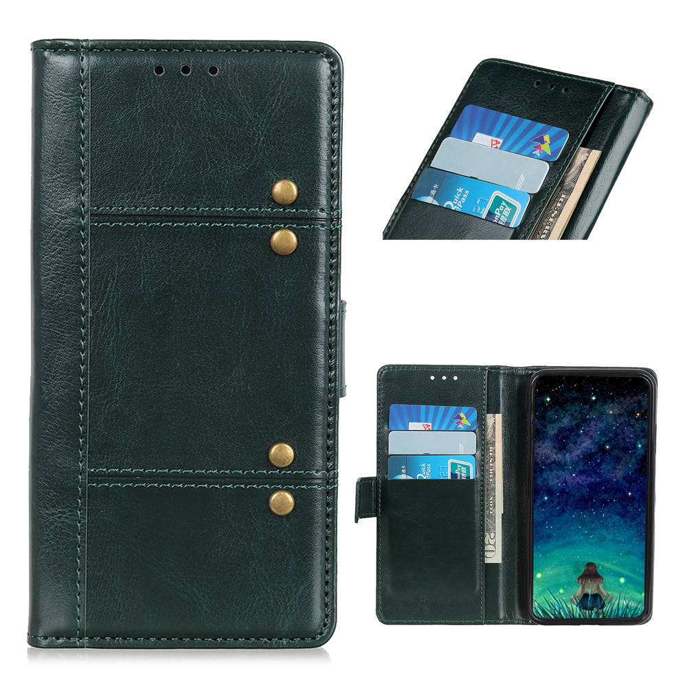 

Crazy Horse Texture Rivet Decor Wallet Stand Leather Case for Samsung Galaxy A52 4G/5G / A52s 5G - Green, Galaxy A52 5G