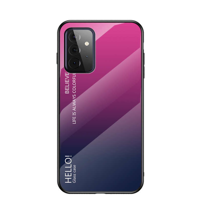

Tempered Glass Color Gradient Pattern Back Case for Samsung Galaxy A72 4G/5G - Rose/Blue, Galaxy A72 5G