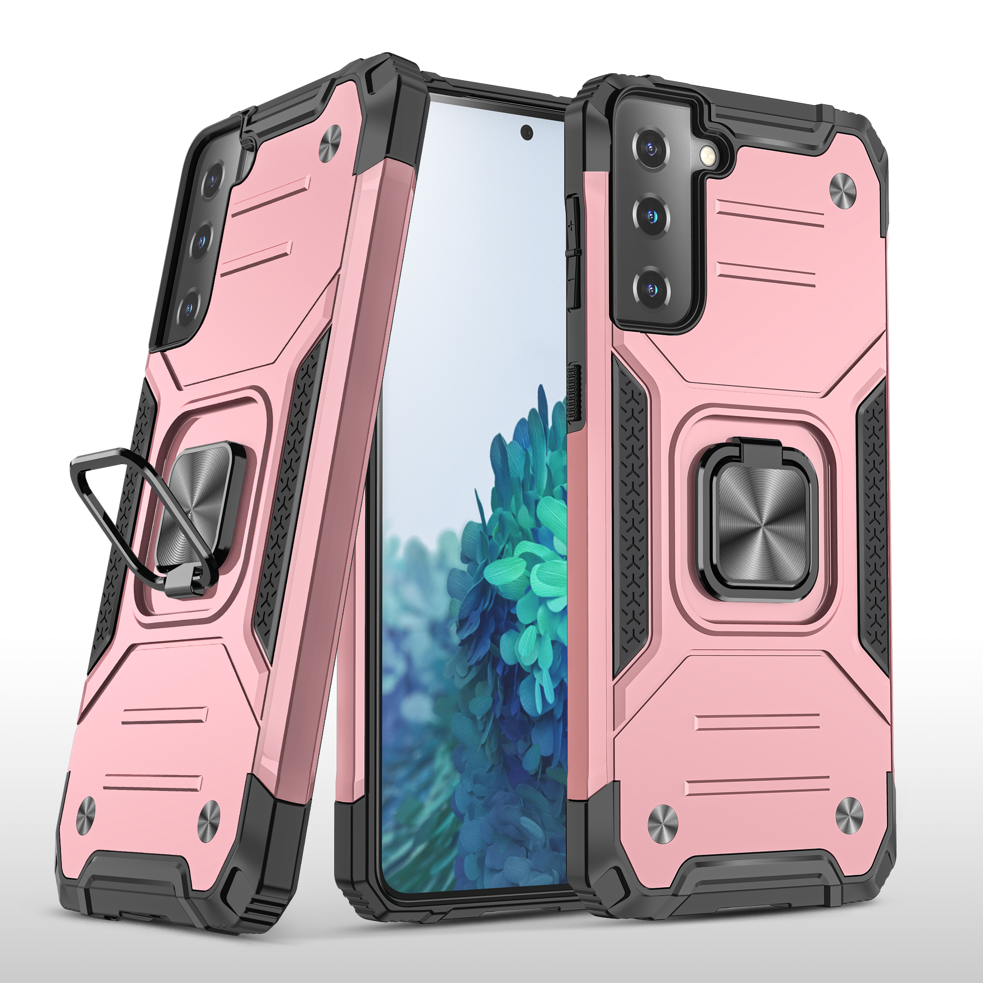 

Detachable 2-in-1 Armor Style Kickstand TPU + PC Shell with Metal Sheet for Samsung Galaxy S21+ 5G - Rose Gold, Samsung Galaxy S21+