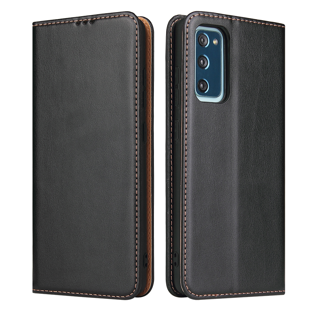 

Wallet Stand PU Leather Auto-absorbed Phone Casing for Samsung Galaxy S20 FE/S20 Fan Edition/S20 FE 5G/S20 Fan Edition 5G/S20 Lite - Black, Galaxy S20 Lite