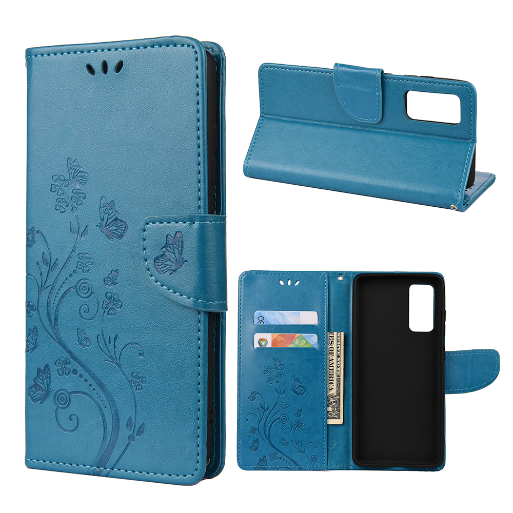 

Imprint Butterflies Swellet Stand Flip Leather Case Для Samsung Galaxy A72 5G / A72 4G - Синий, Galaxy A72 5G