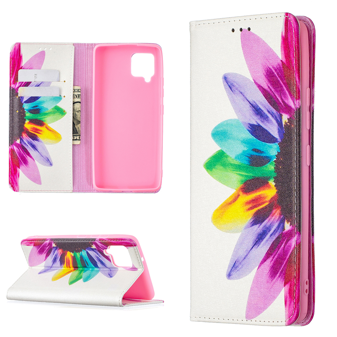 

Оболочка с Рисункой Для Печати Для Samsung Galaxy A42 5G Автоматически Поглощенный Кожа PU - Подсолнух, Galaxy A42 5G