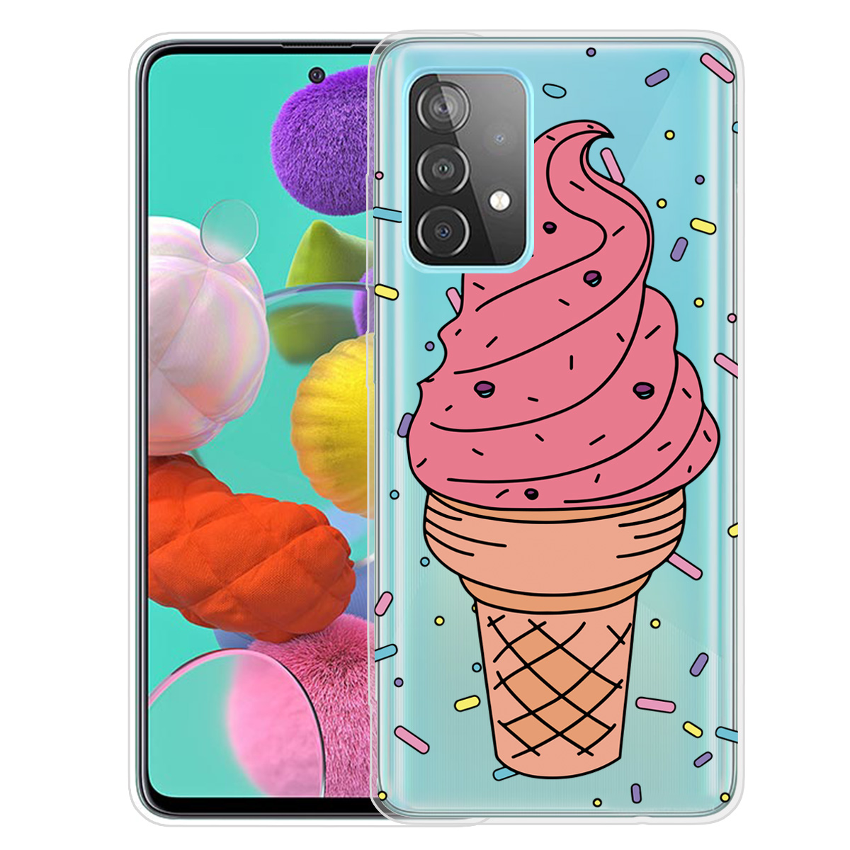 

Pattern Printing Soft TPU Cover Cover Cover Для Samsung Galaxy A52 5G / A52 4G - Мороженое, Galaxy A52 5G