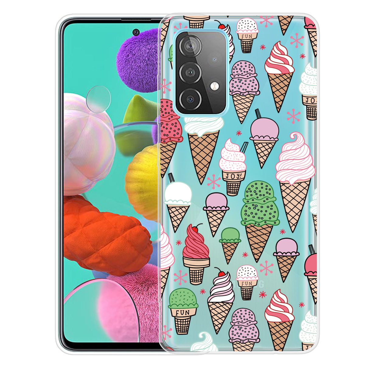 

Устойчивый К Капюшом IMD Pattern Для Samsung Galaxy A72 4G / 5G - Маленькое Мороженое, Galaxy A72 5G