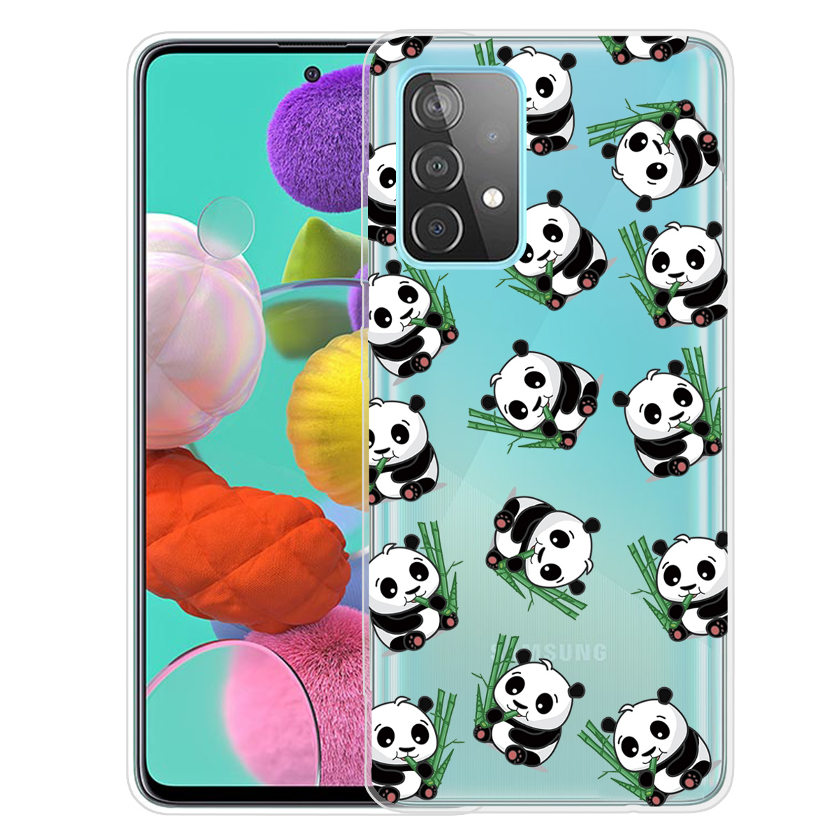 

IMD Pattern Drop Resistant TPU Phone Case for Samsung Galaxy A72 4G/5G - Panda and Bamboo, Galaxy A72 5G