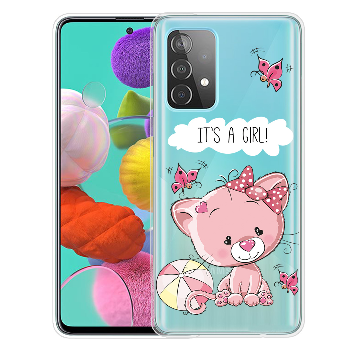 

Падение Устойчивостойкая Печать Photion TPU Чехол Для Samsung Galaxy A72 4G / 5G - Розовый Медведь, Galaxy A72 5G