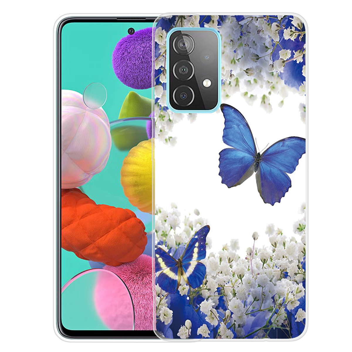 

IMD Pattern TPU Phone Case Drop Resistant for Samsung Galaxy A72 4G/5G - Butterfly and Flower, Galaxy A72 5G