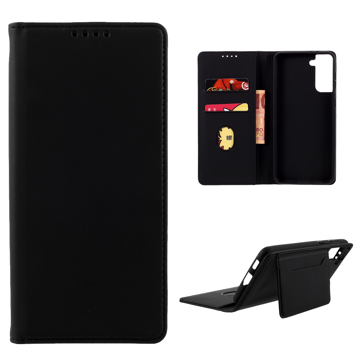 

Strong Magnet Liquid-Silicone-Feeling Leather Wallet Case for Samsung Galaxy S21 Plus 5G - Black, Samsung Galaxy S21+