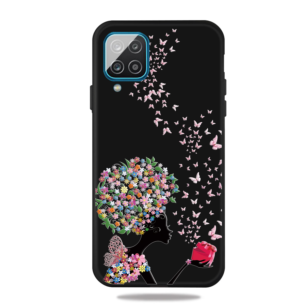 

Back Matte Pattern Printing Soft Tpu Shell Для Samsung Galaxy A12 - Цветочная Девушка и Бабочка, Galaxy A12